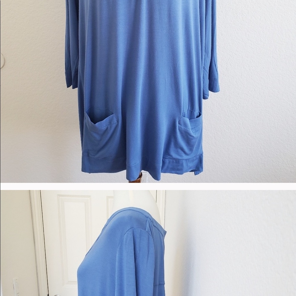 Soft Surroundings Blue Split Neck Pockets Tee - image 1